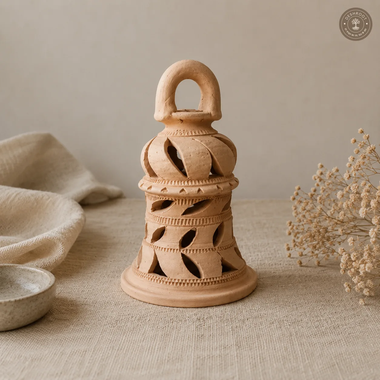 Rajasthani Terracotta Handcrafted Lantern - Traditional Jali Clay Decor