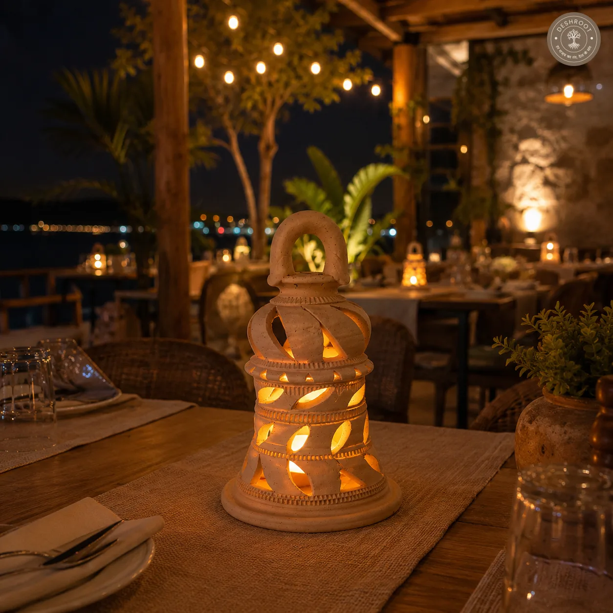 Rajasthani Terracotta Handcrafted Lantern - Traditional Jali Clay Decor