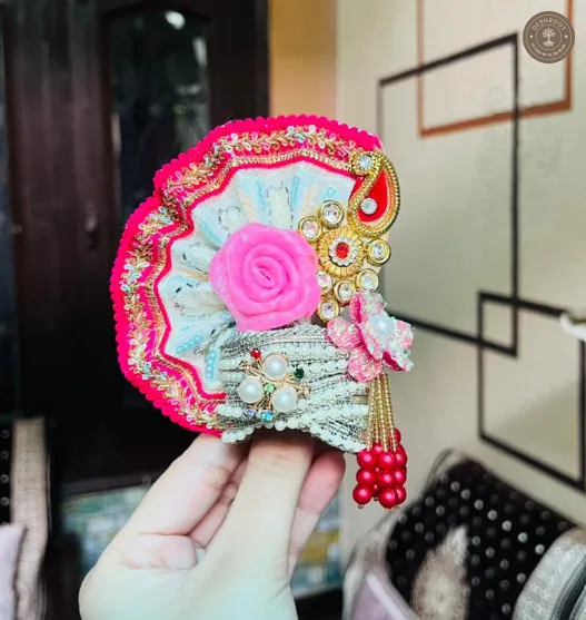 Laddu Gopal No. 5 Pink Floral Designer Mukut