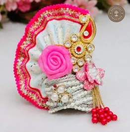Laddu Gopal No. 5 Pink Floral Designer Mukut