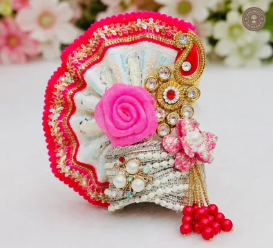 Laddu Gopal No. 5 Pink Floral Designer Mukut
