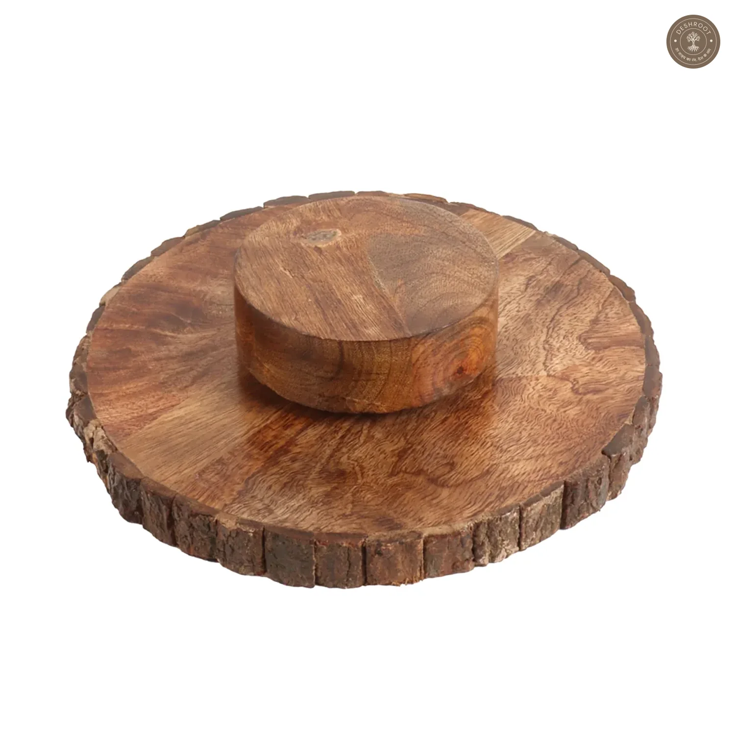 Mango Wood Revolving Cake Platter with Server