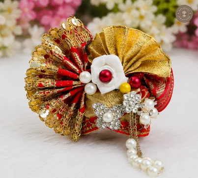 Laddu Gopal No. 5 Red & Golden Designer Mukut