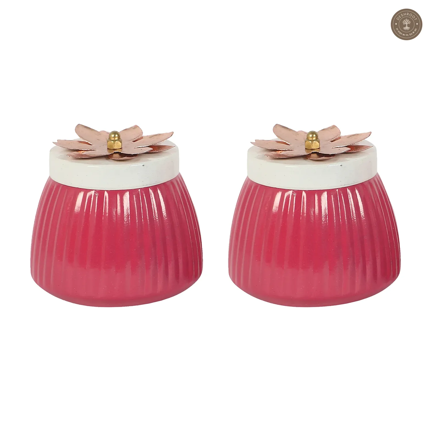 Metal Pink Jar Set of 2
