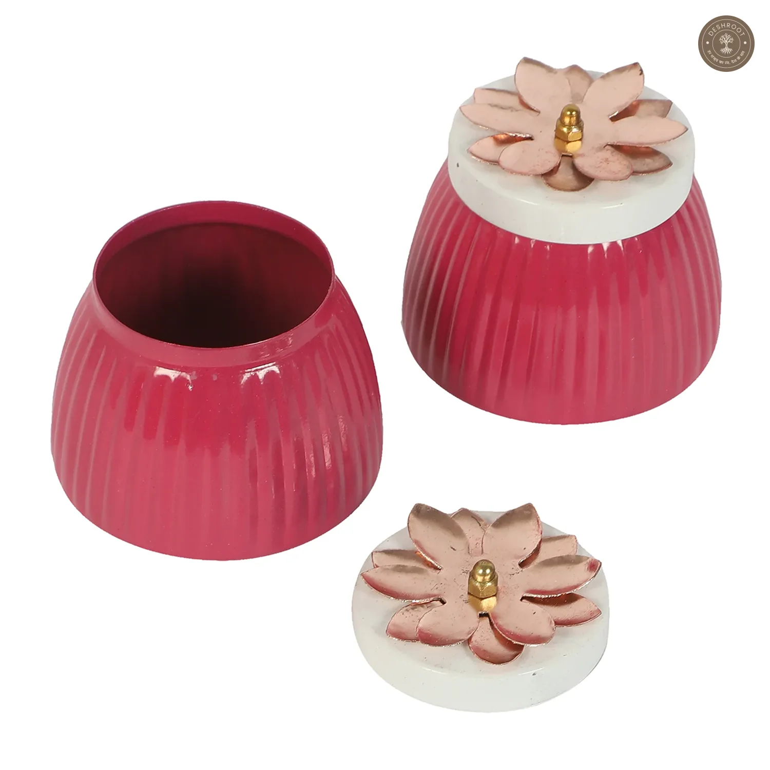 Metal Pink Jar Set of 2