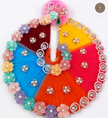 Multicolour Designer Laddu Gopal Ji Poshak with Matching Mukut