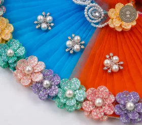 Multicolour Designer Laddu Gopal Ji Poshak with Matching Mukut