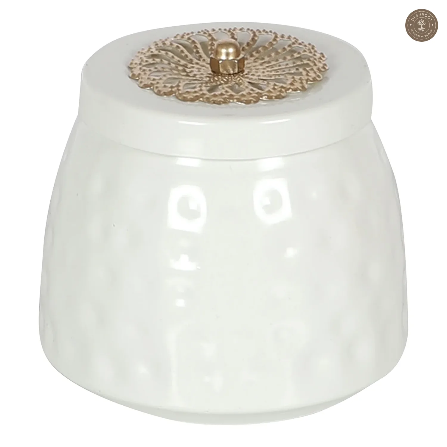 Metal Basket With White Jar Set of 5