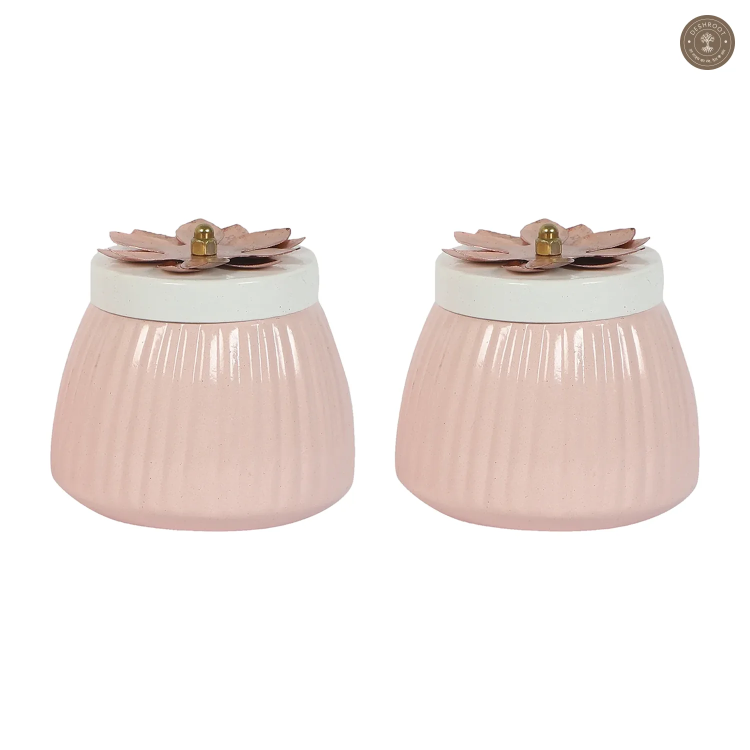 Metal Light Pink Jar Set of 2