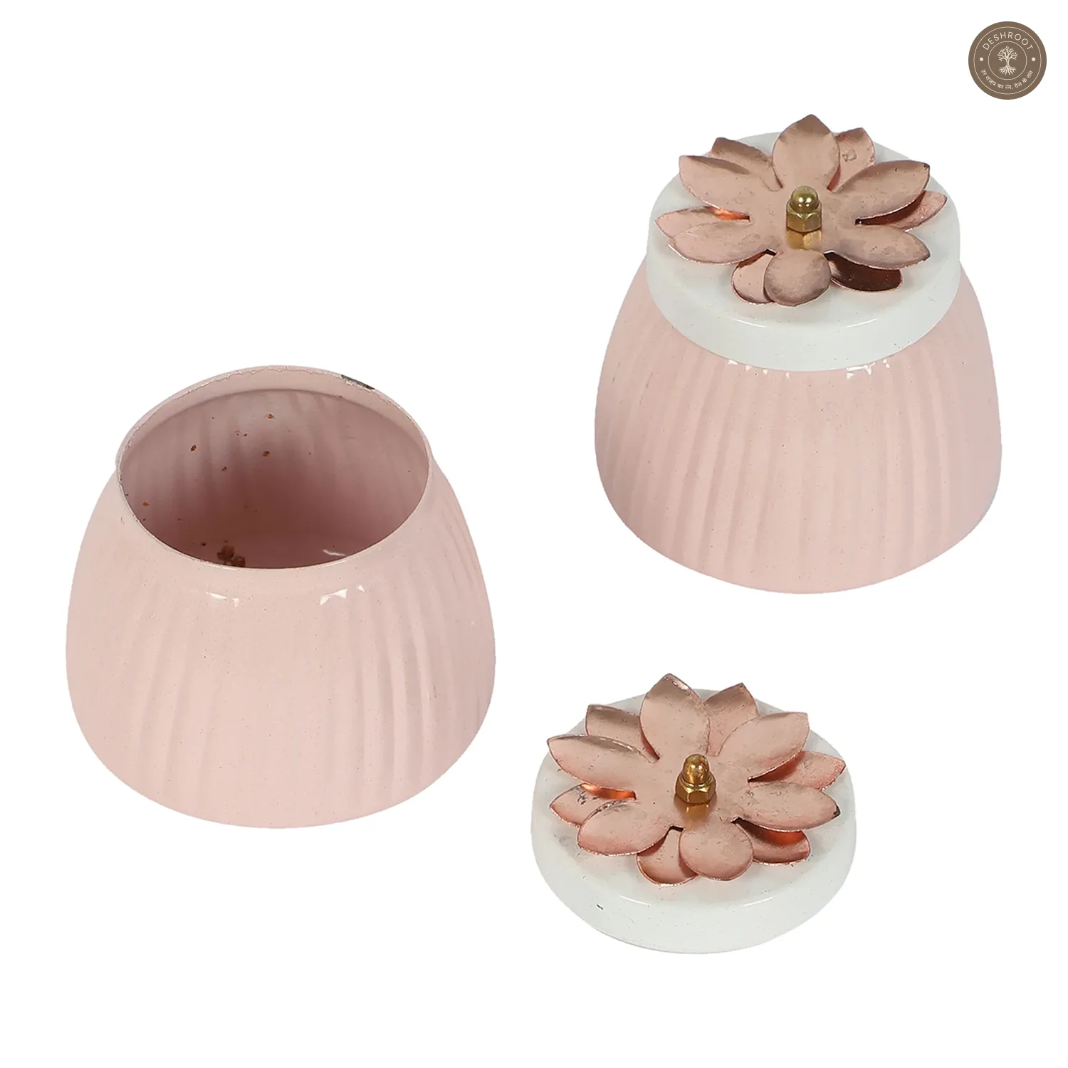 Metal Light Pink Jar Set of 2