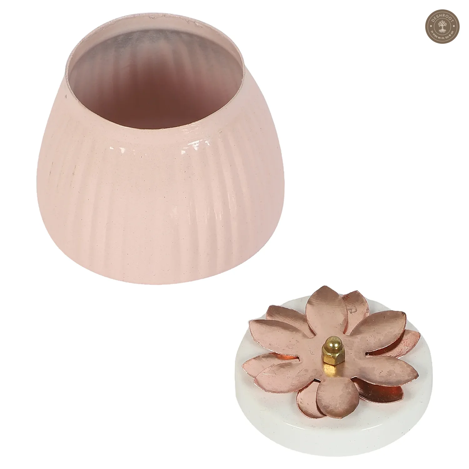 Metal Light Pink Jar Set of 2