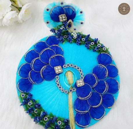 Royal Blue Floral Laddu Gopal Poshak with Mukut