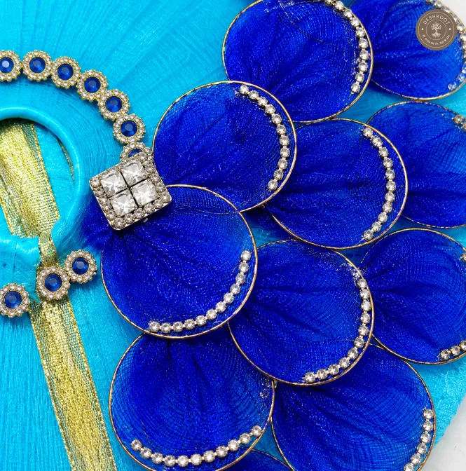 Royal Blue Floral Laddu Gopal Poshak with Mukut