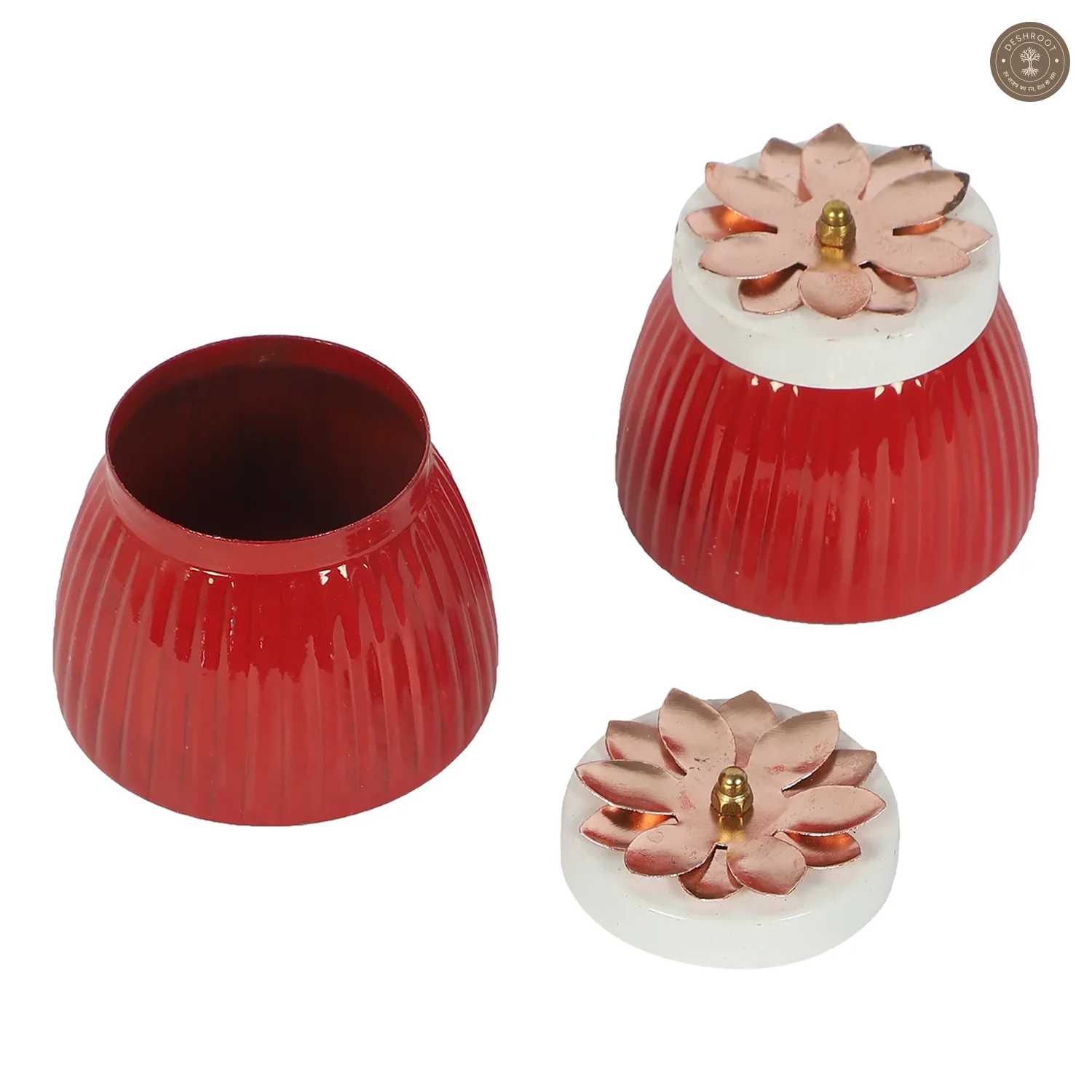 Metal Red Jar Set of 2