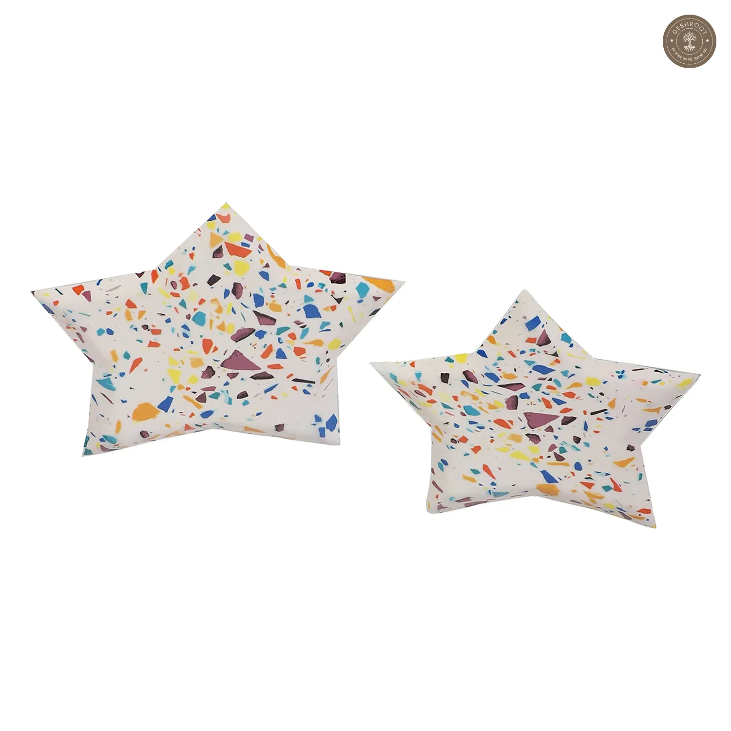 Multicolor Star Metal Platter Set of 2