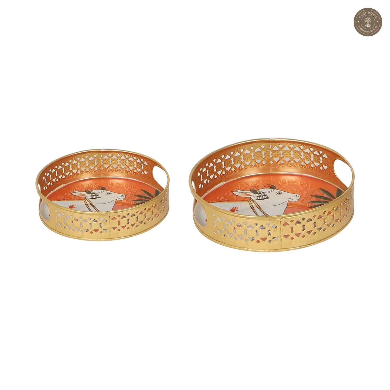 Orange Cow Tray Set of 2