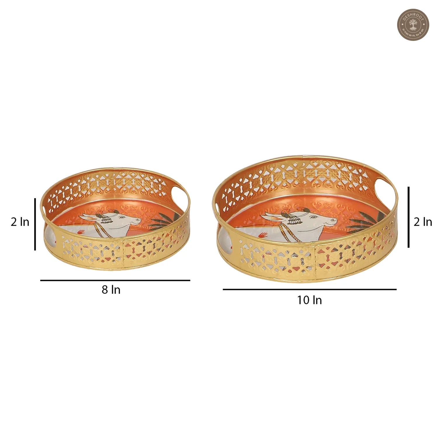 Orange Cow Tray Set of 2