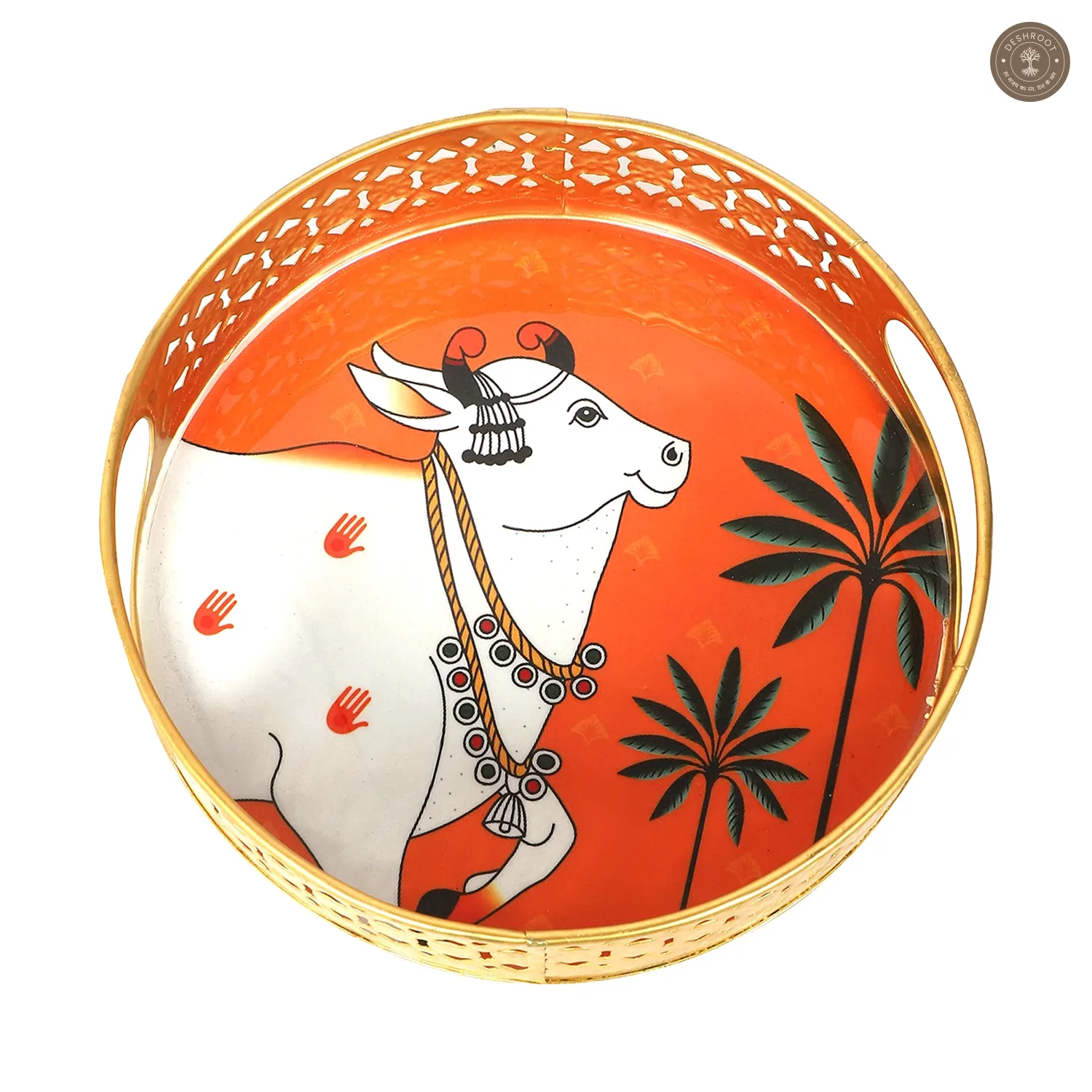 Orange Cow Tray Set of 2