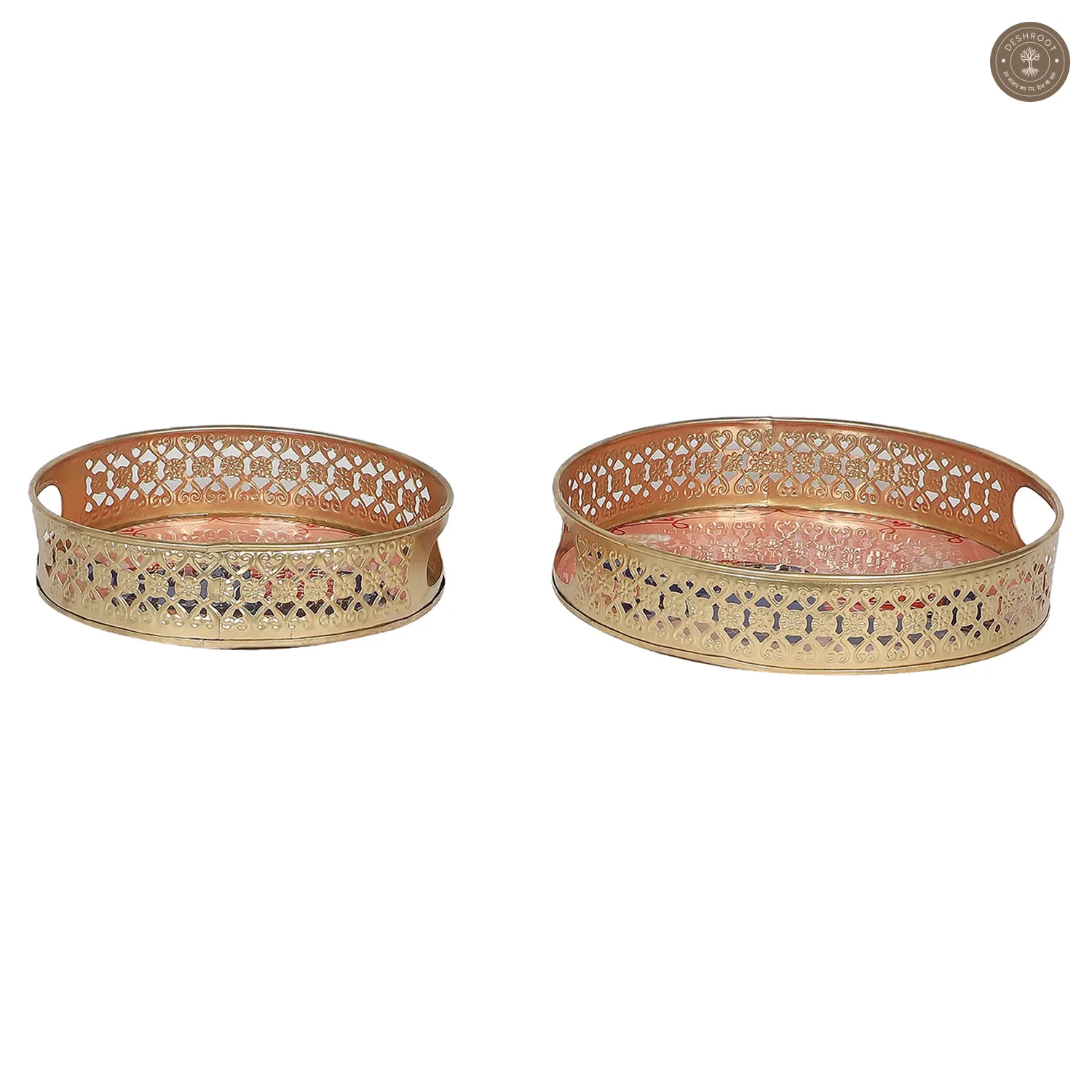 Pink Elephant Pichwai Tray Set of 2