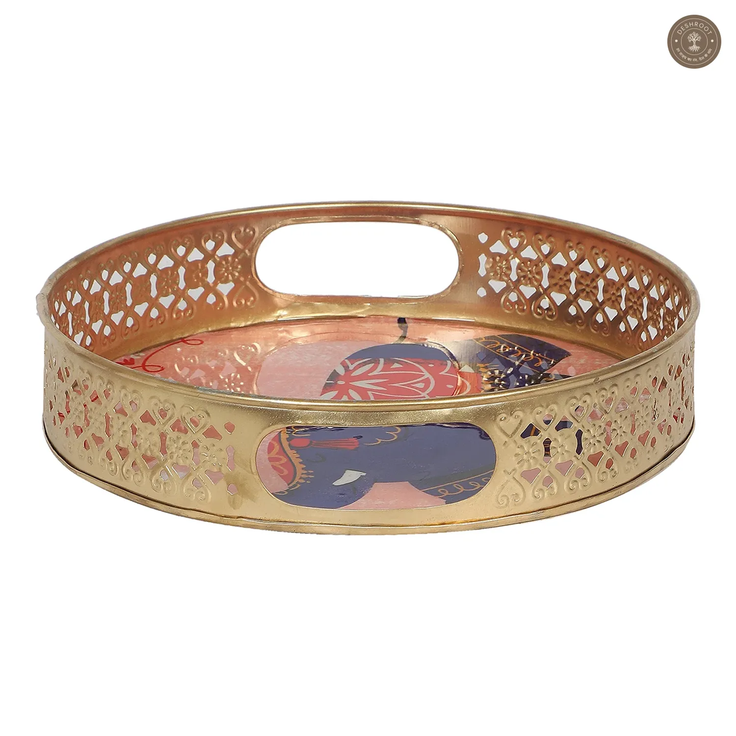 Pink Elephant Pichwai Tray Set of 2
