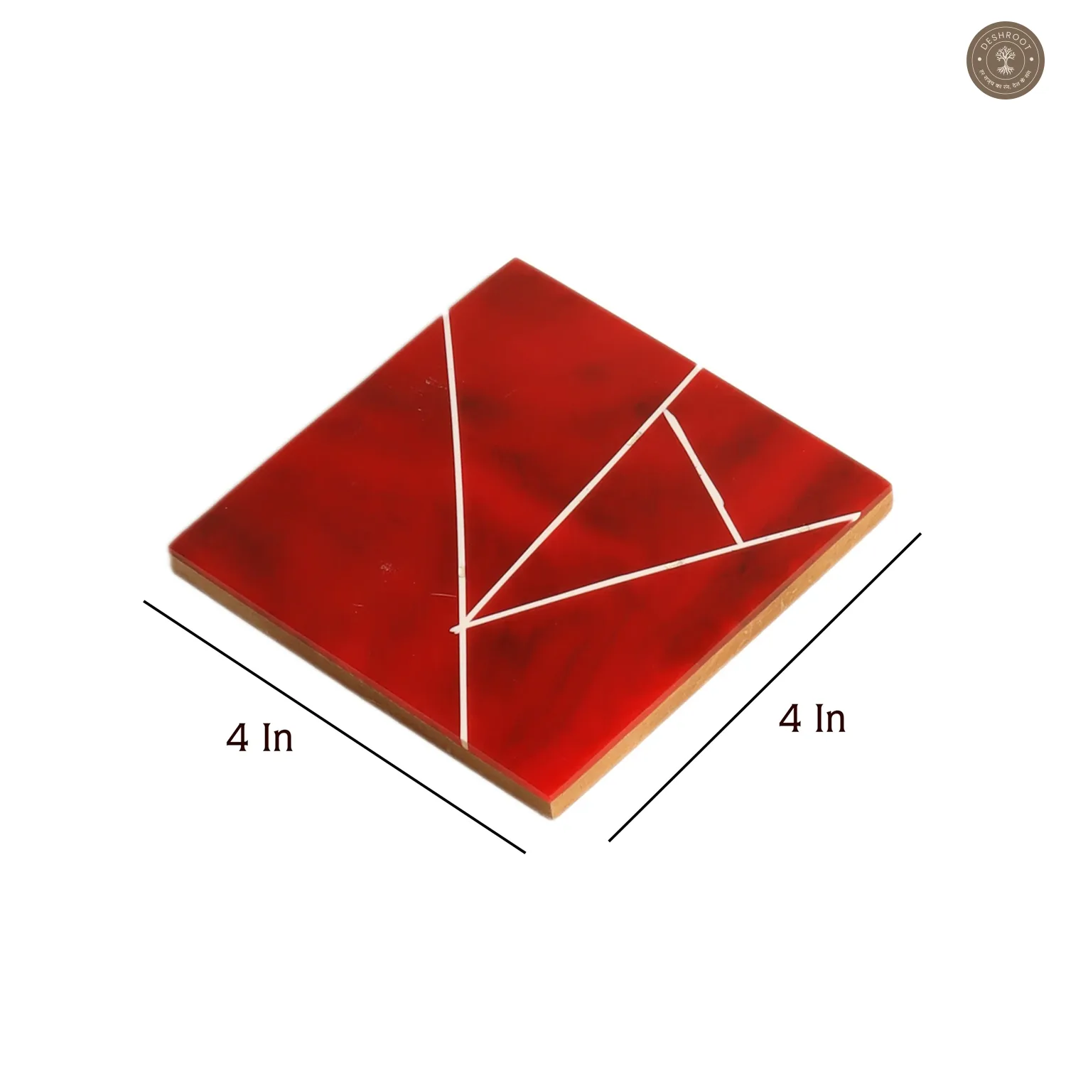 Red & White Resin Coaster Set of 4