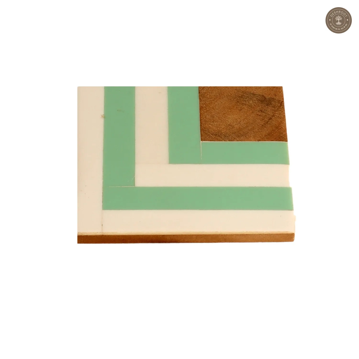 Resin Green & White Stripes Coaster Set of 4