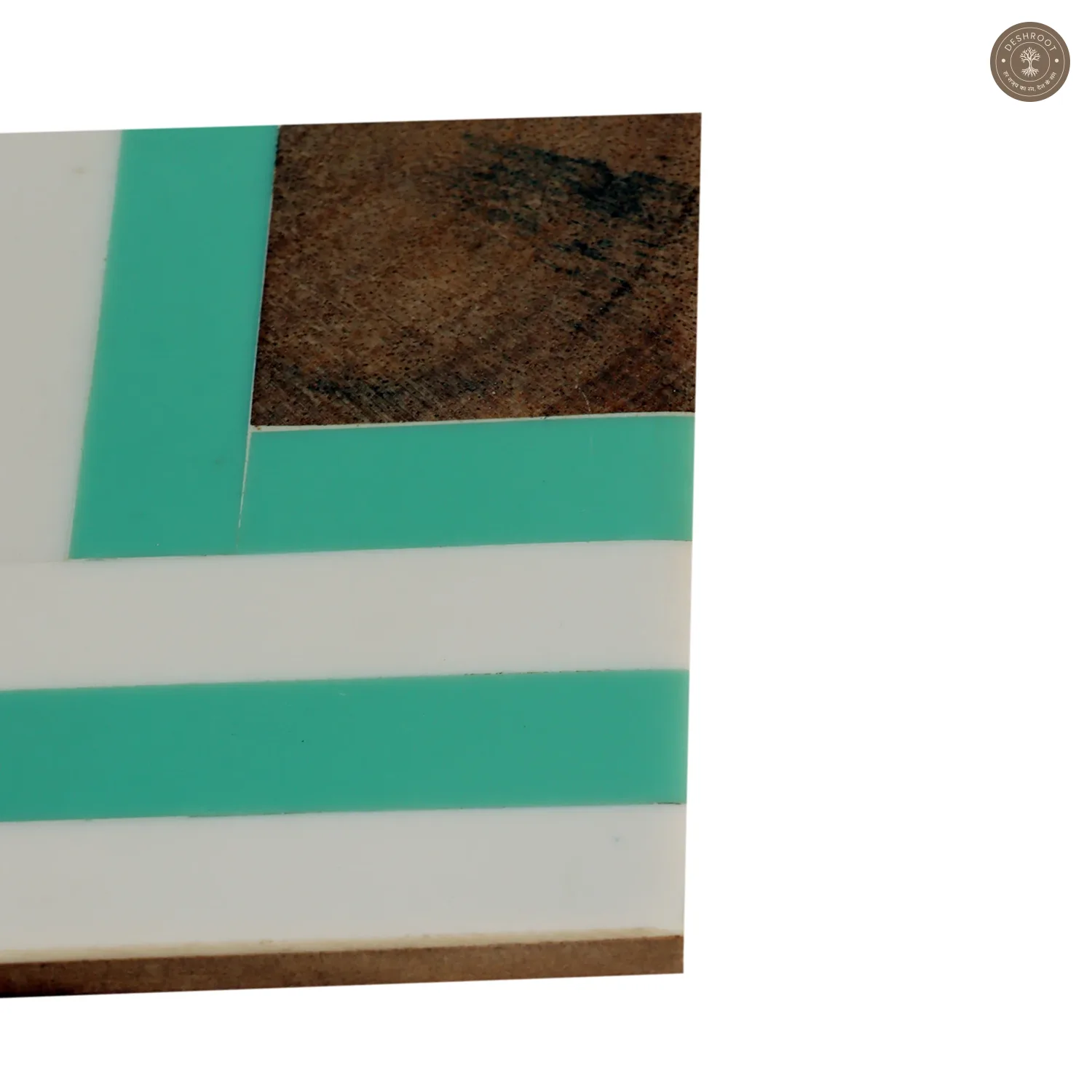 Resin Green & White Stripes Coaster Set of 4