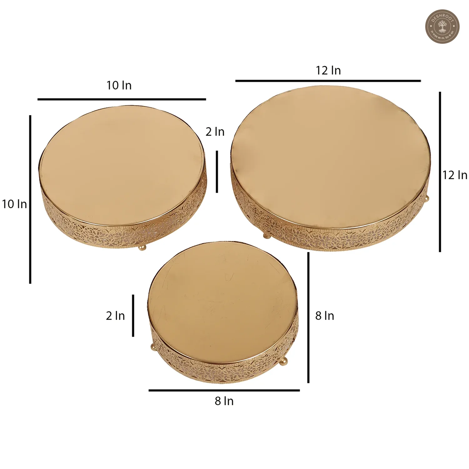 Round Etching Flower Buffet Riser Set of 3