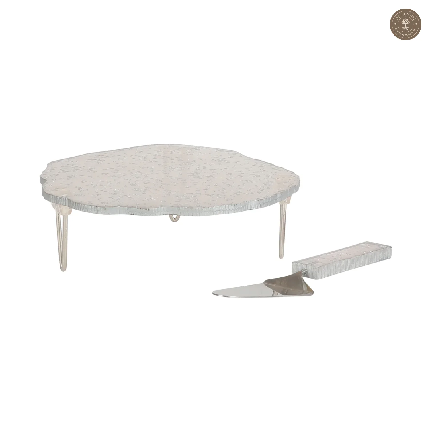 Silver Flex Resin Cake Platter Set of 2