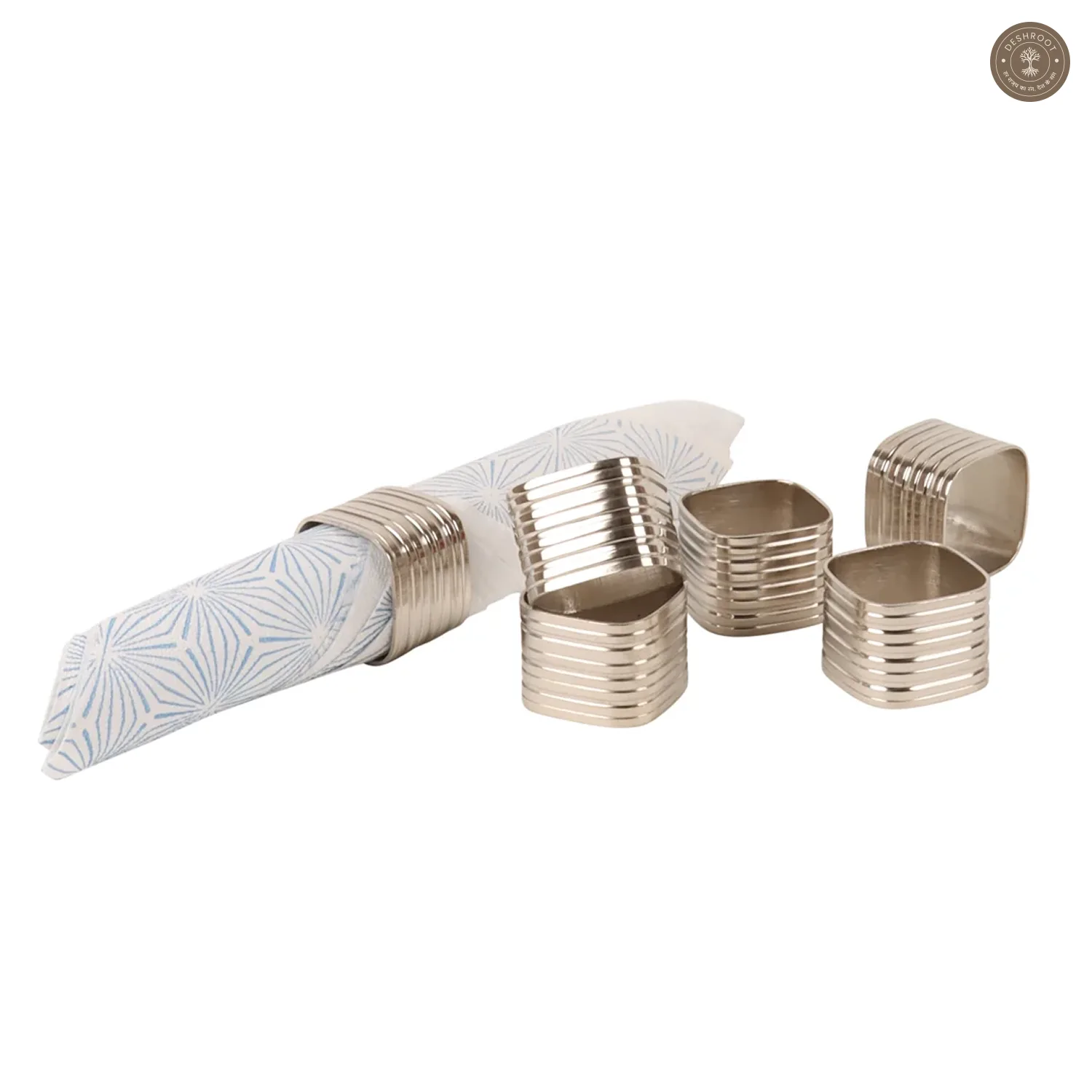 Silver Square Napking RIng Set of 6
