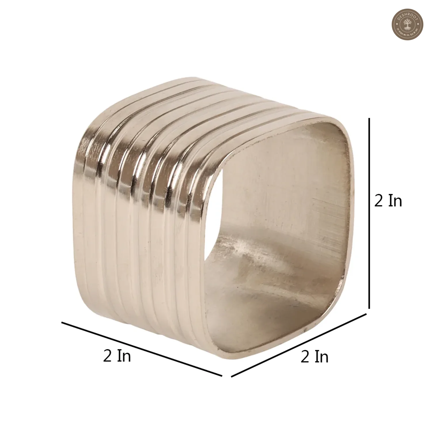 Silver Square Napking RIng Set of 6