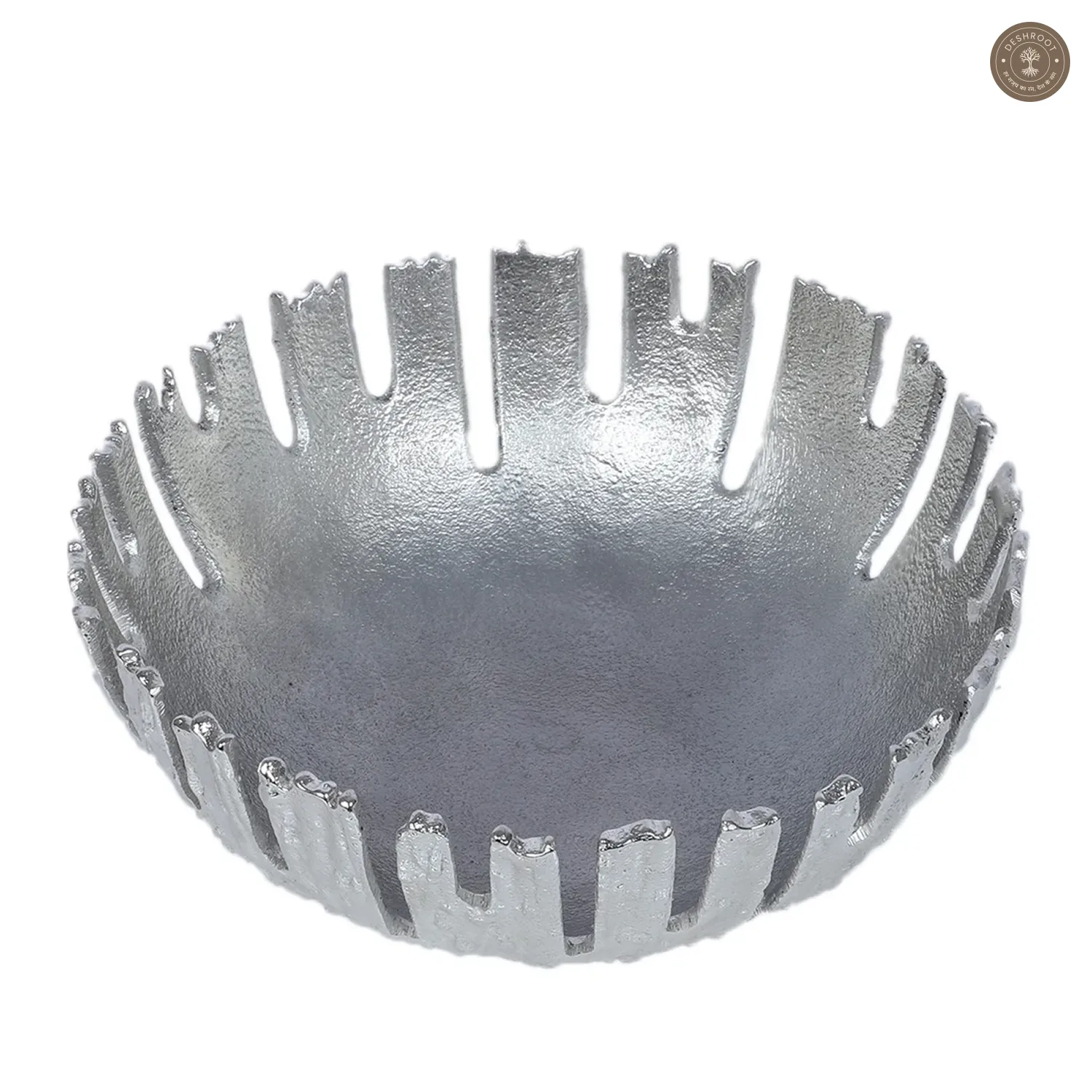 SIlver Striped Aluminium Fruit Bowl