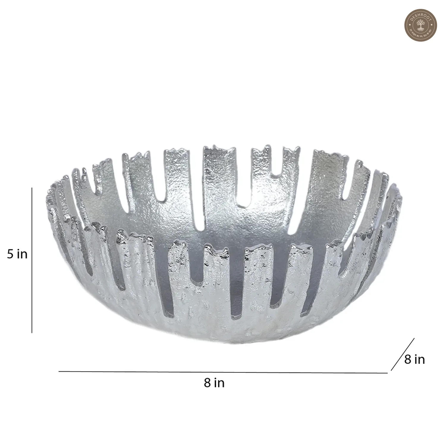SIlver Striped Aluminium Fruit Bowl