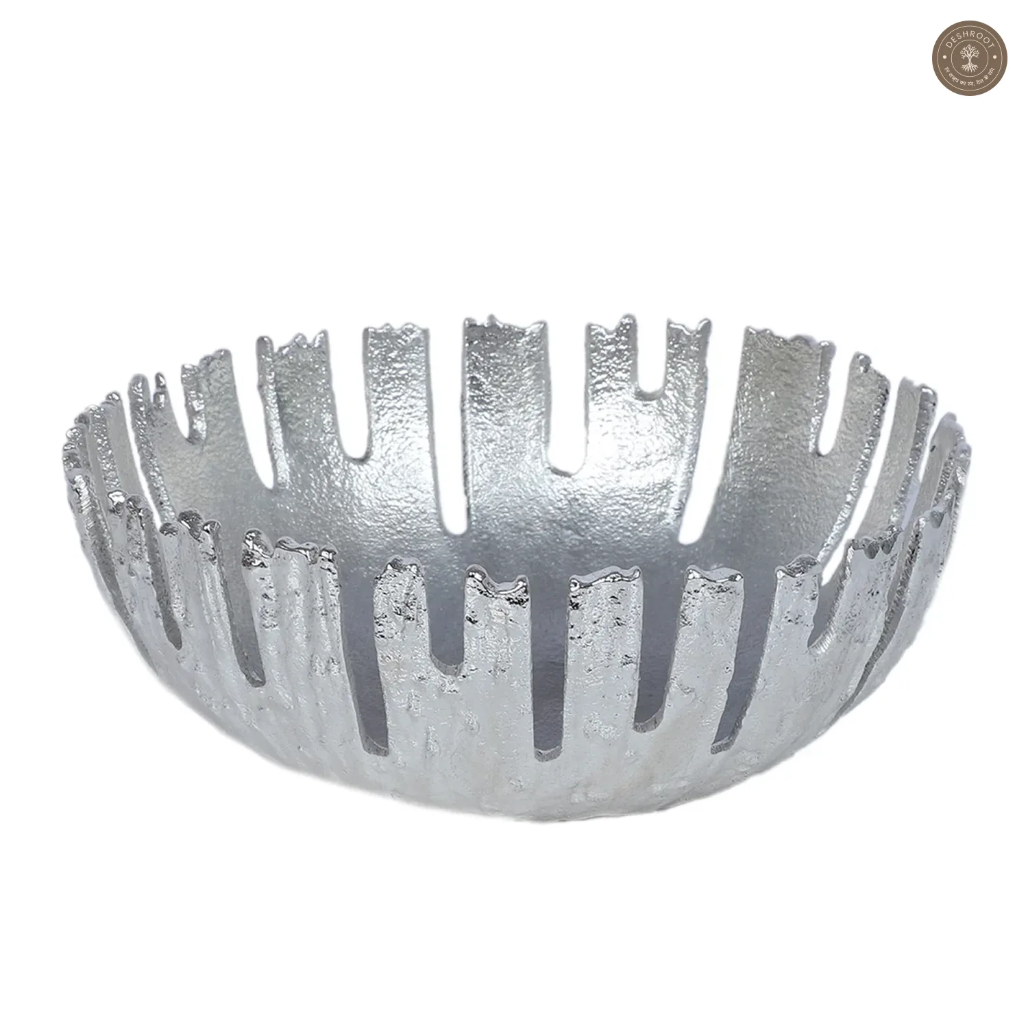 SIlver Striped Aluminium Fruit Bowl