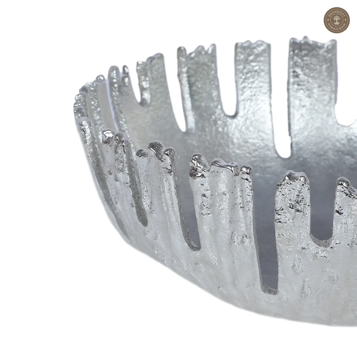 SIlver Striped Aluminium Fruit Bowl