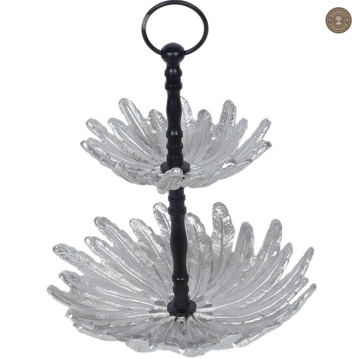 Two Layer Silver & Black Aluminium Fruits Platter