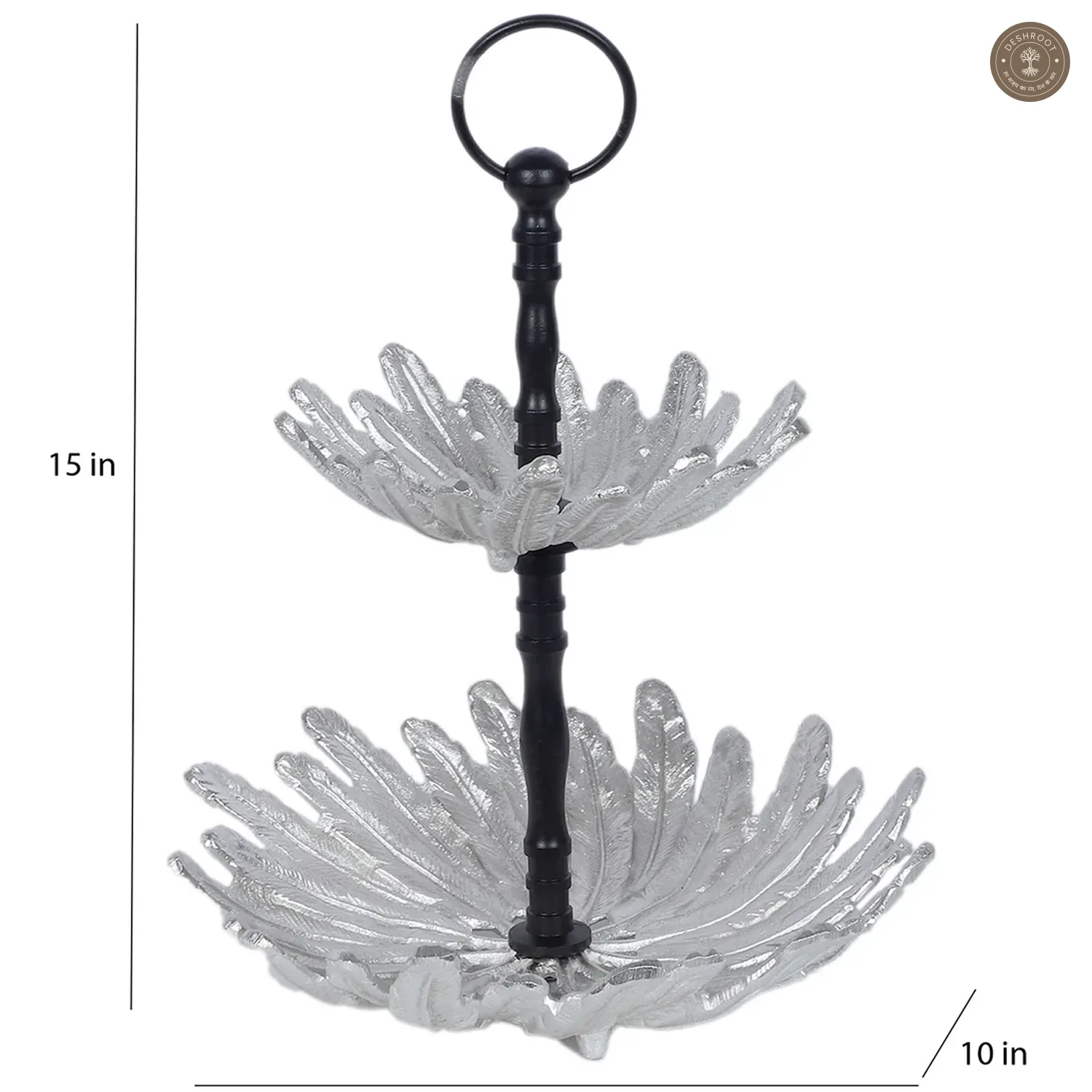 Two Layer Silver & Black Aluminium Fruits Platter