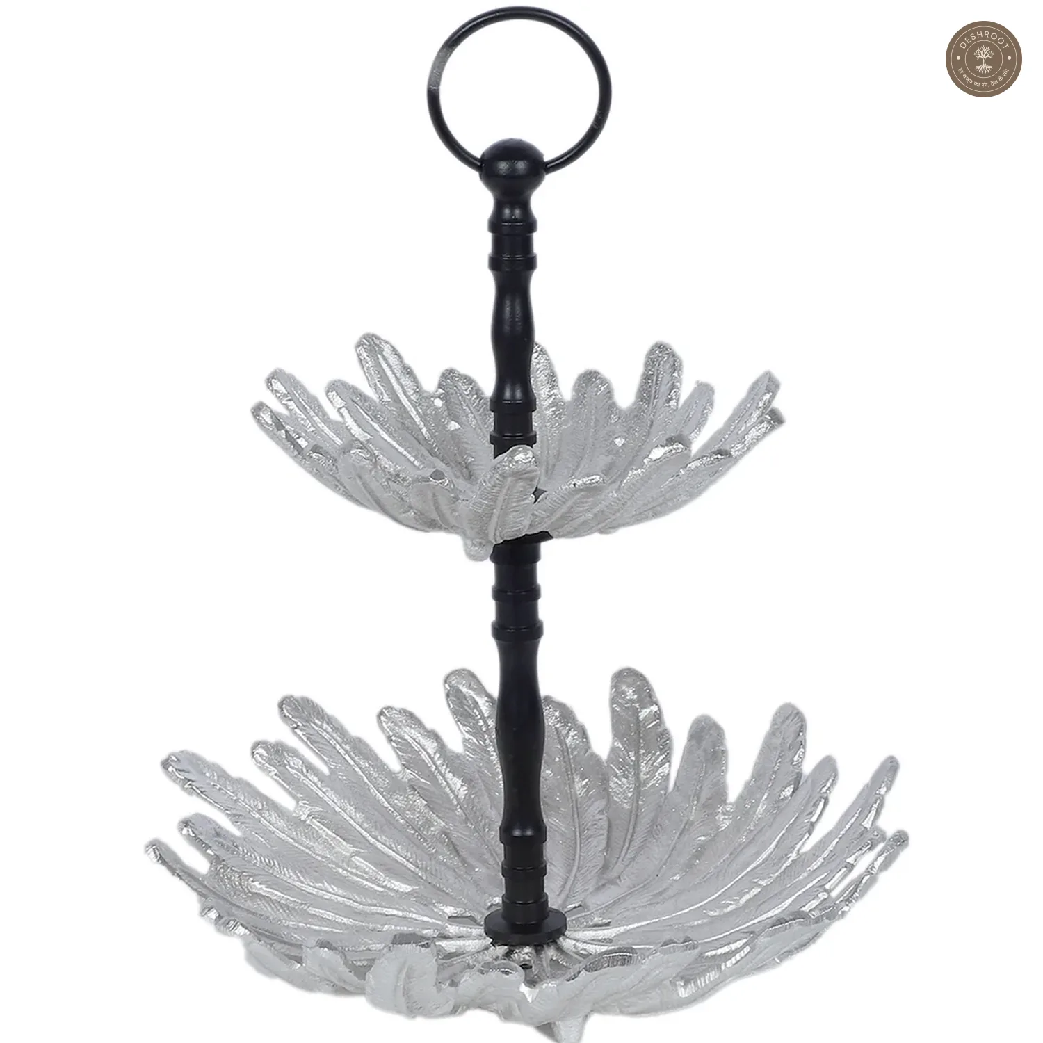 Two Layer Silver & Black Aluminium Fruits Platter