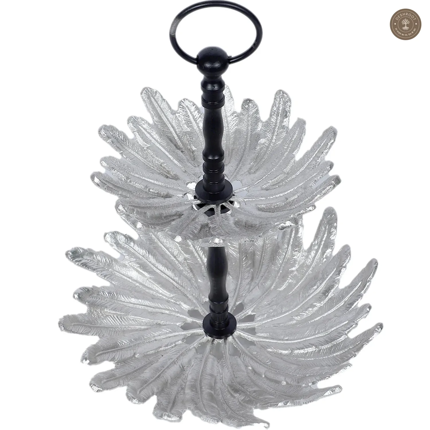 Two Layer Silver & Black Aluminium Fruits Platter
