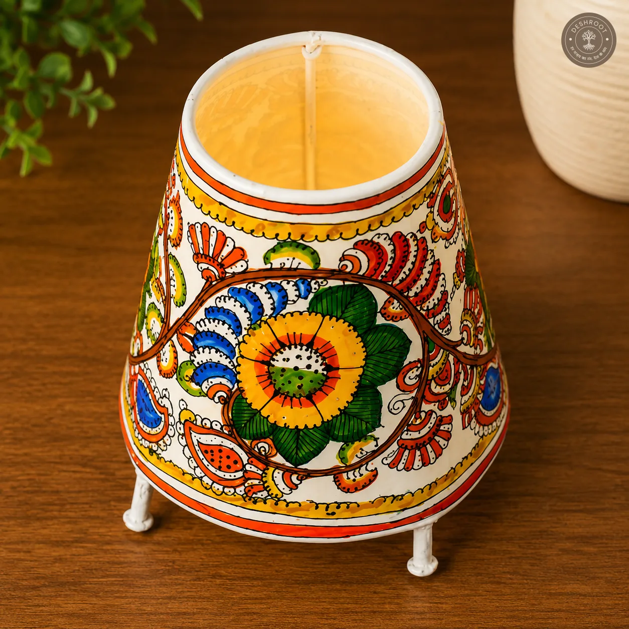 Floral Hand-Painted Leather Craft Lamp