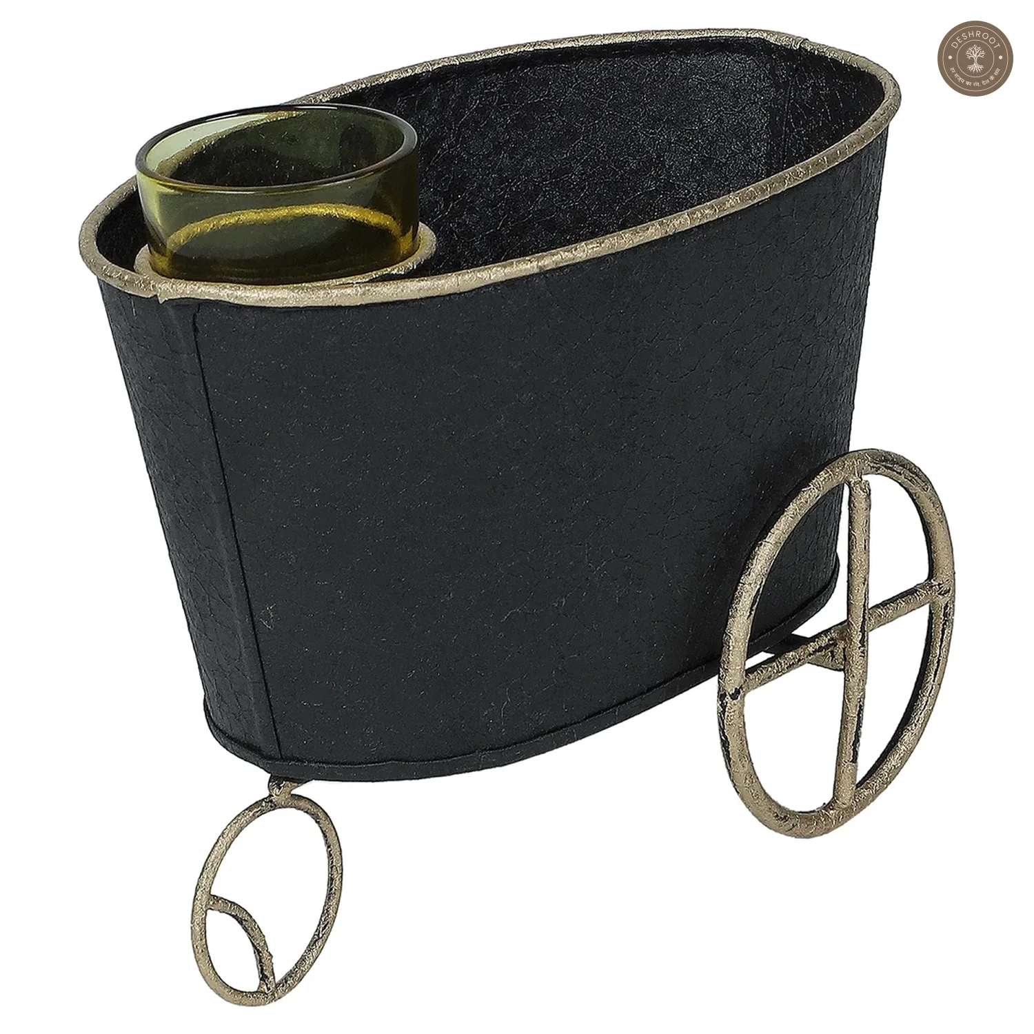 Wheel Barrow Snacks Platter with Glass