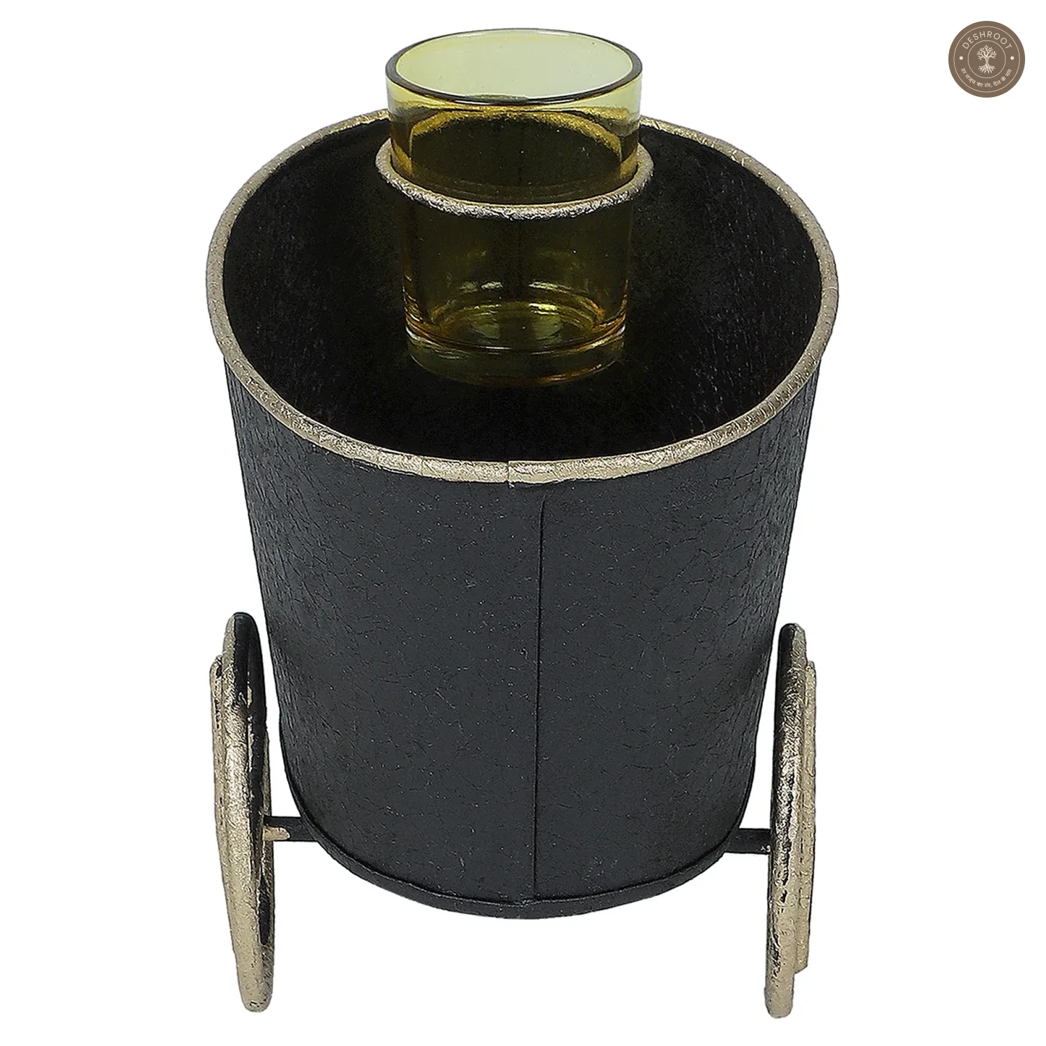 Wheel Barrow Snacks Platter with Glass