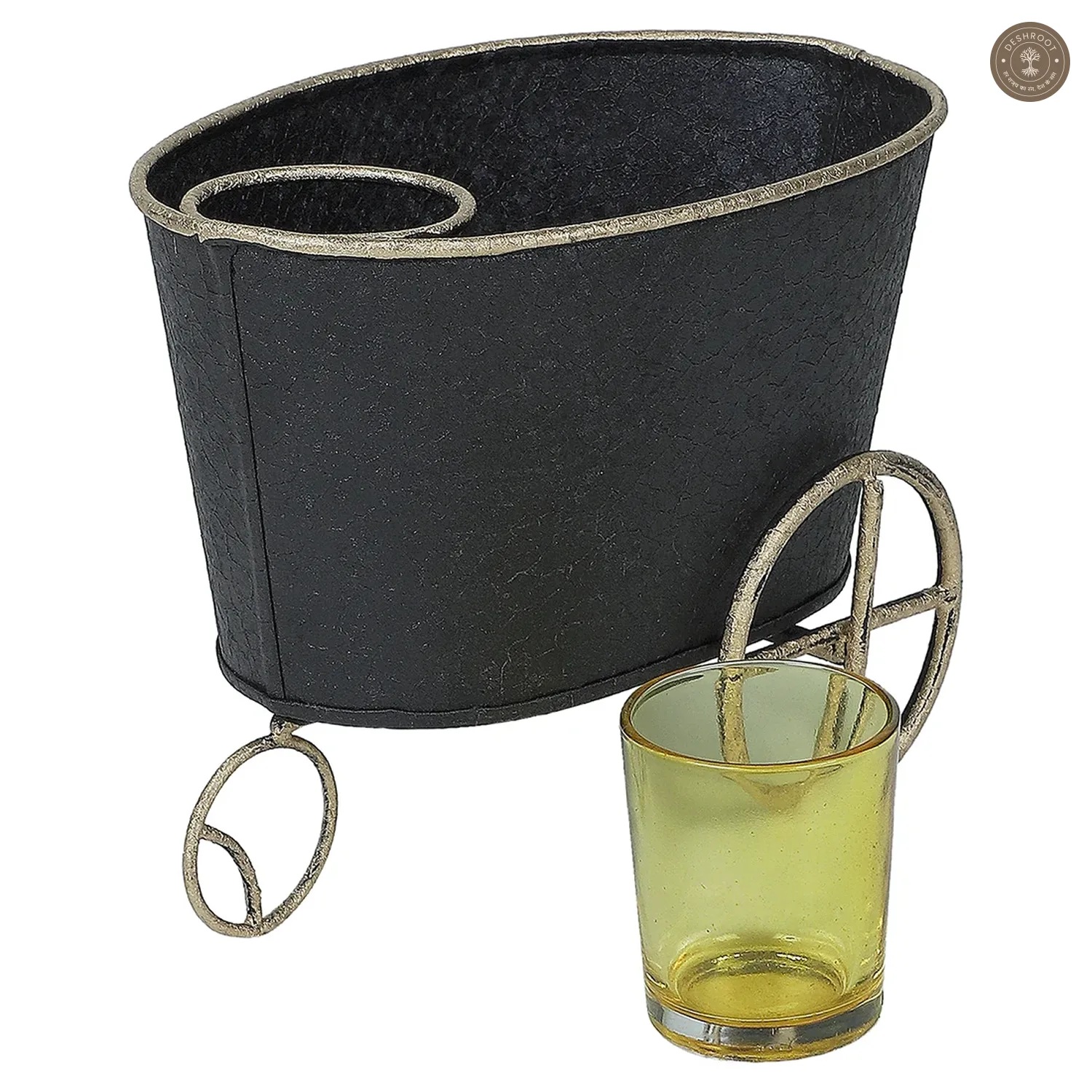 Wheel Barrow Snacks Platter with Glass