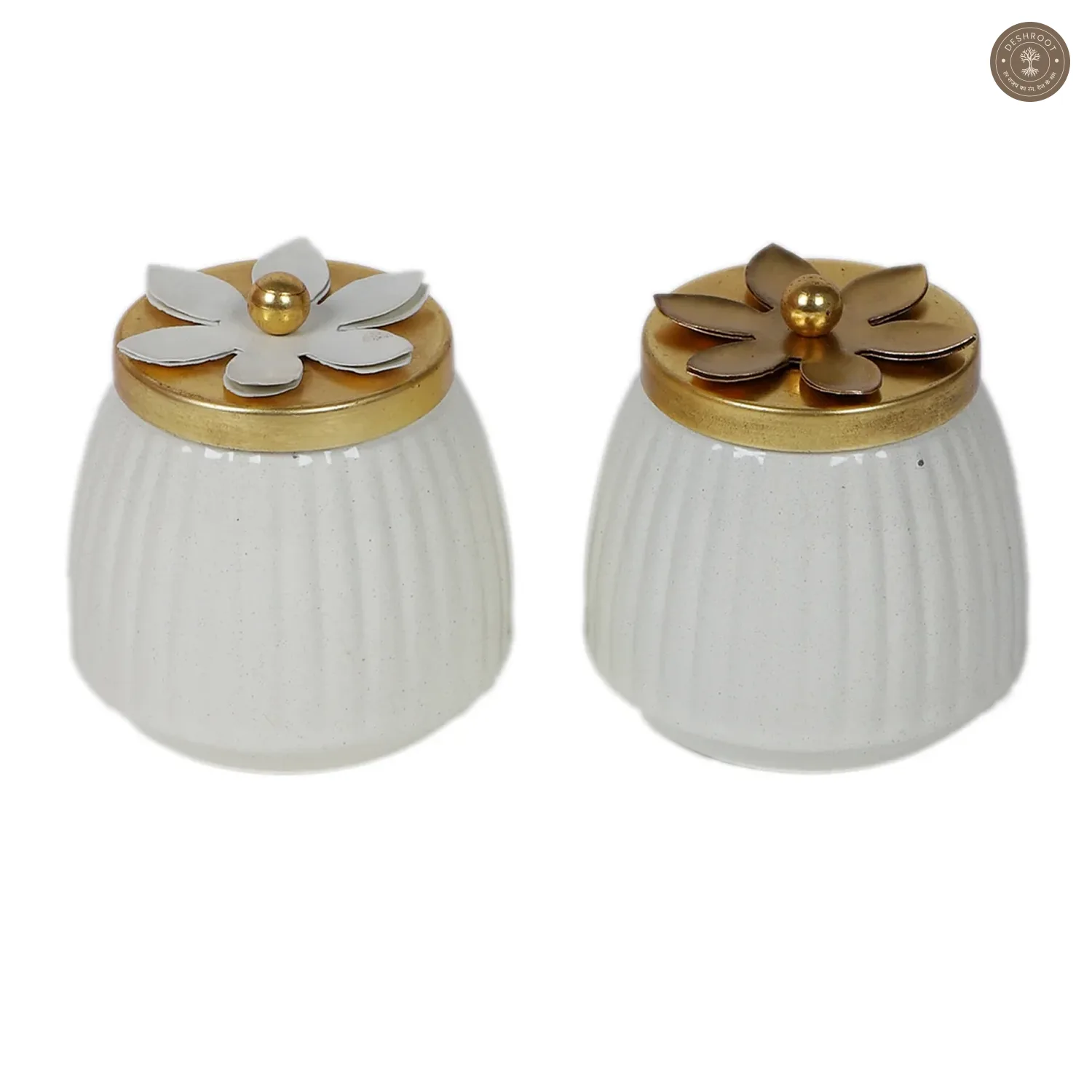 WHite & Gold Dry Fruits Bowl Set of 2