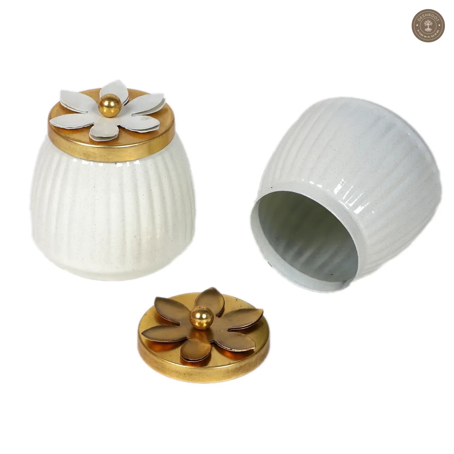 WHite & Gold Dry Fruits Bowl Set of 2