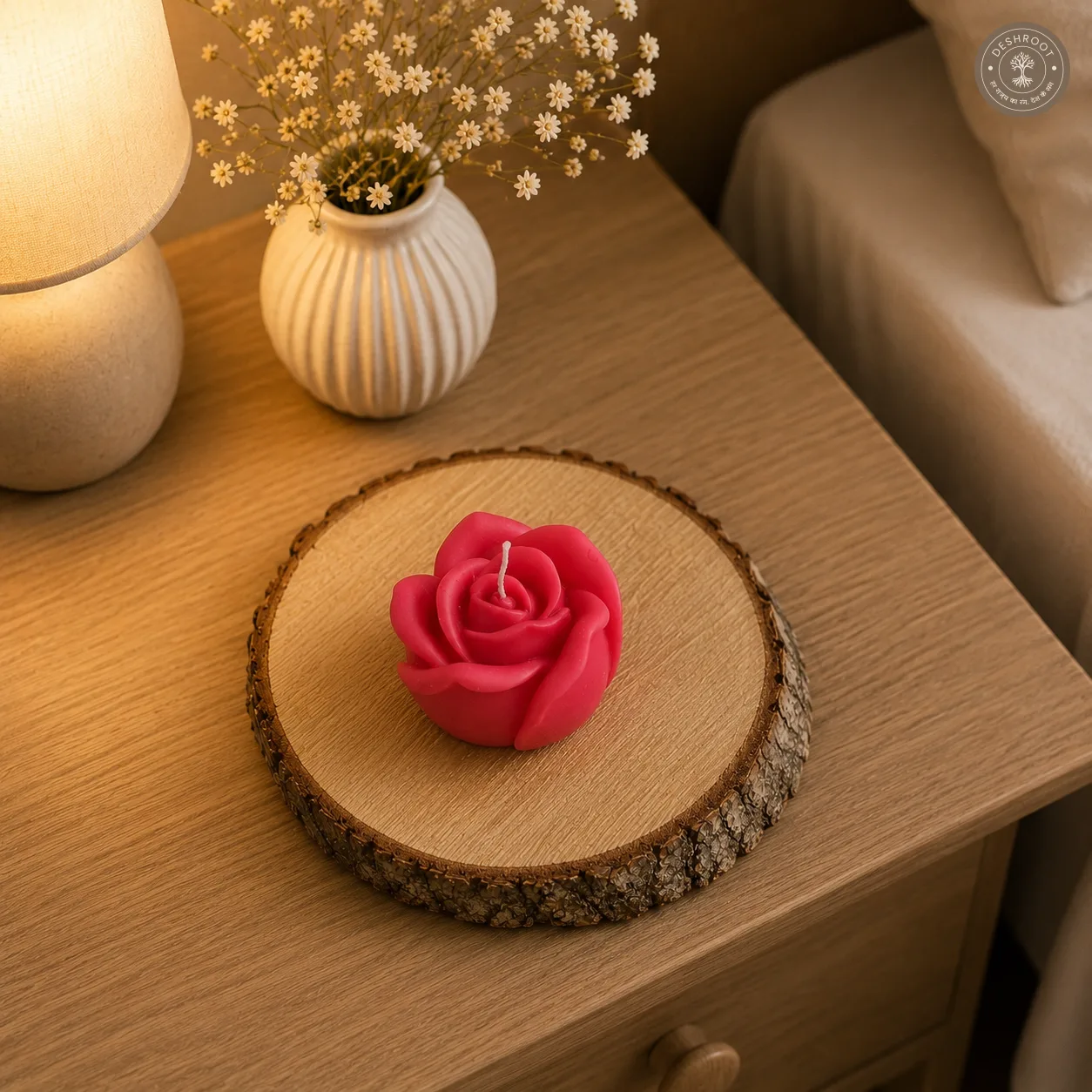 Elegant Single Rose Flower Candle