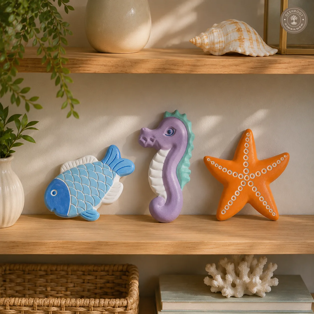 Ocean Friends DIY Painting Kit For Kids – 3 Clay Shapes With Brush & Paints
