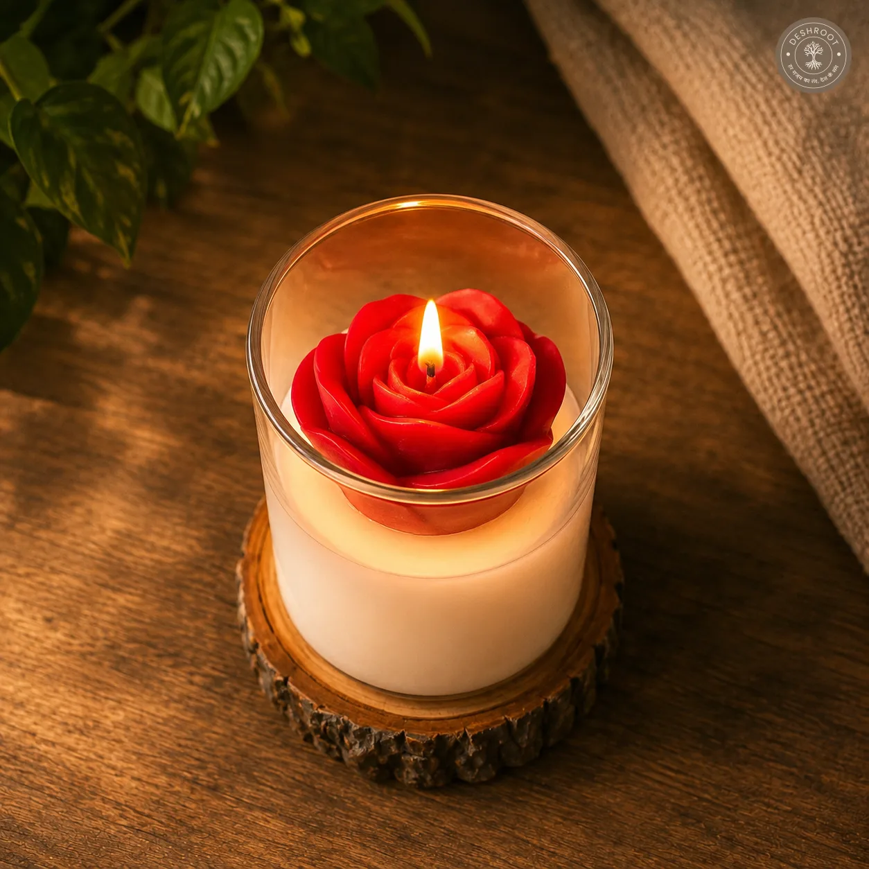Handcrafted Romantic Rose in Glass Candle
