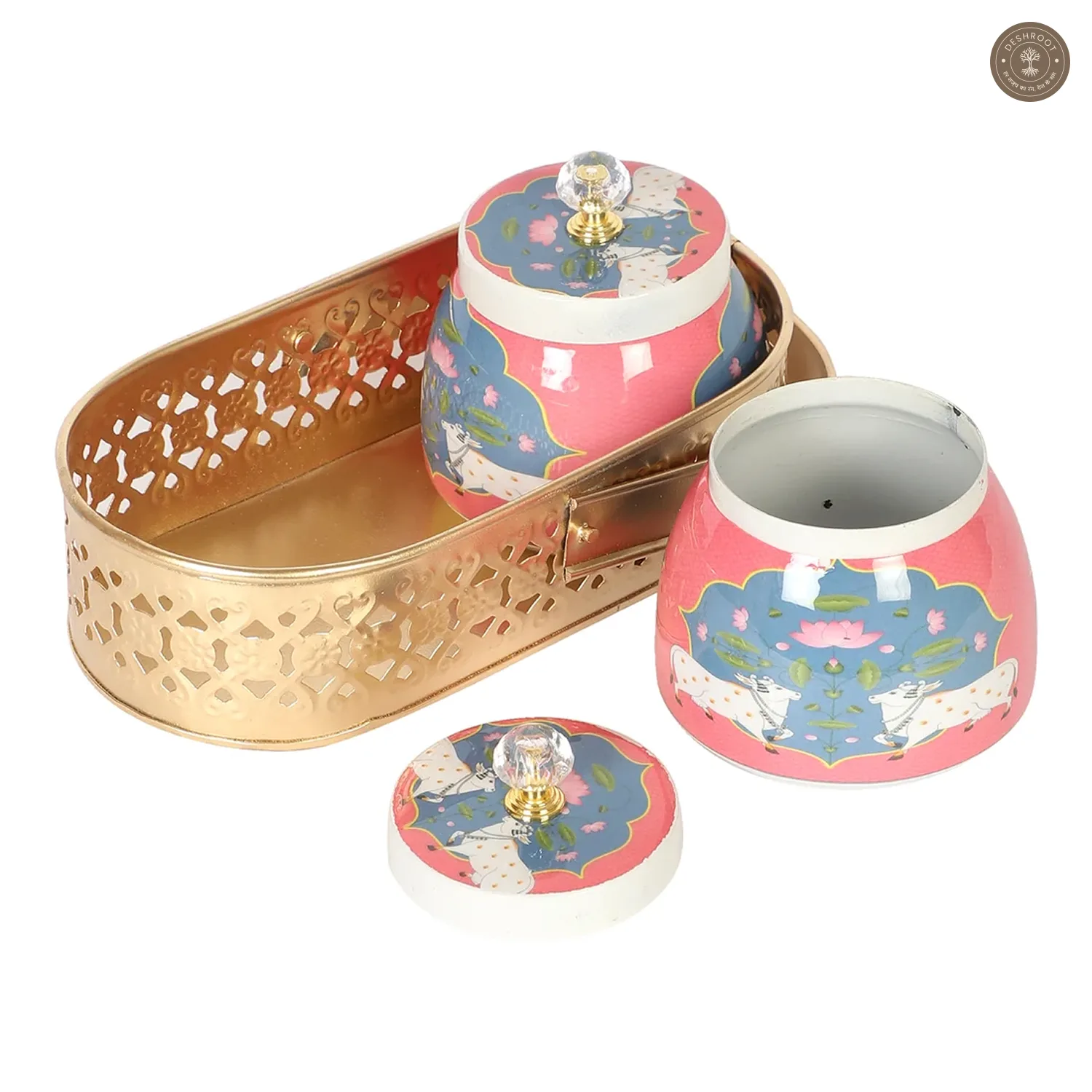 White Cow Print Jars basket Set of 3