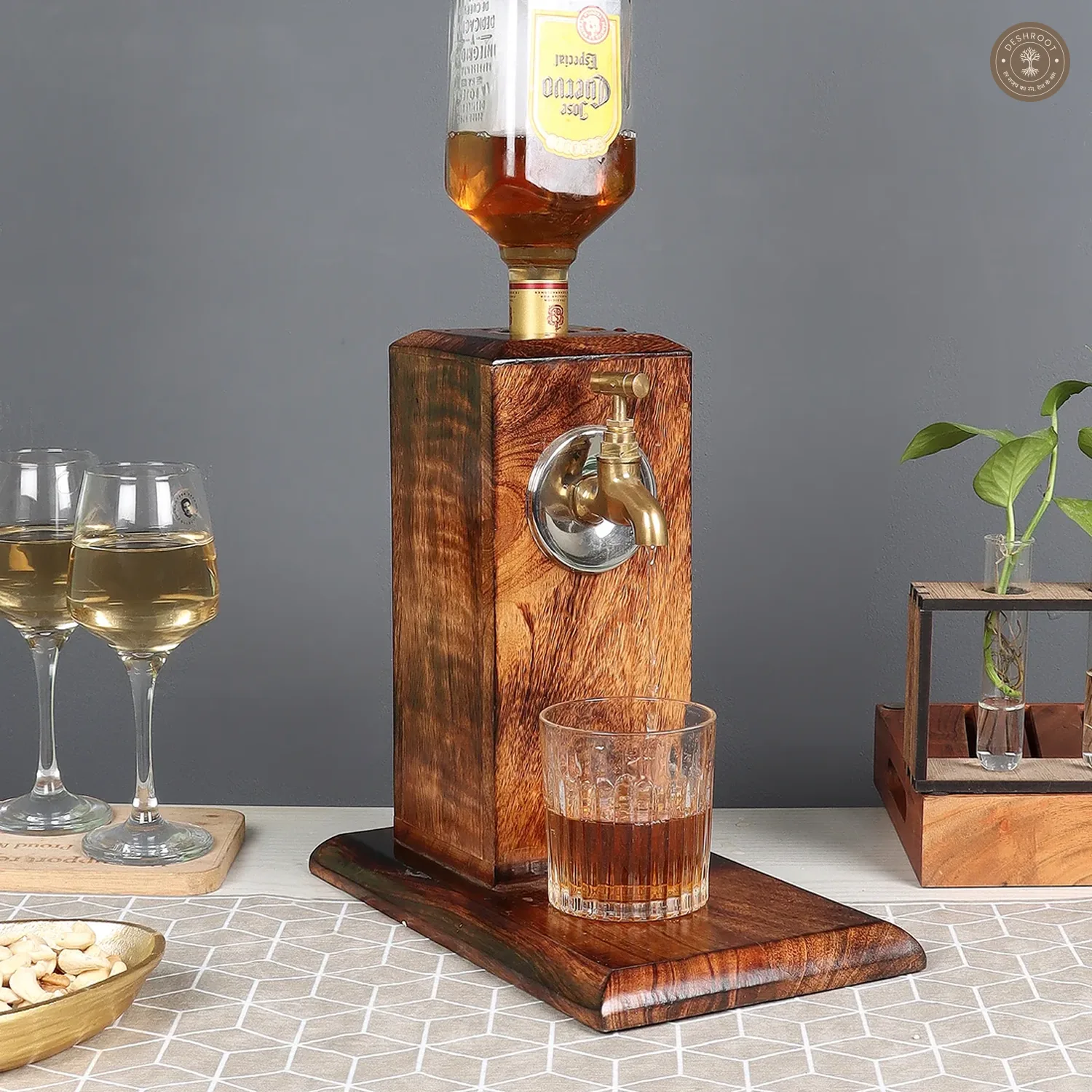 Wood & Brass Scotch Dispenser
